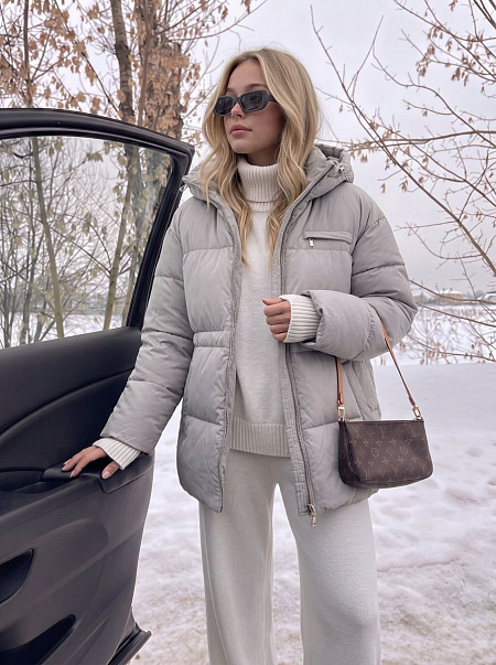 Куртка женская зимняя LAWINTER, серо-голубая, модель 8696