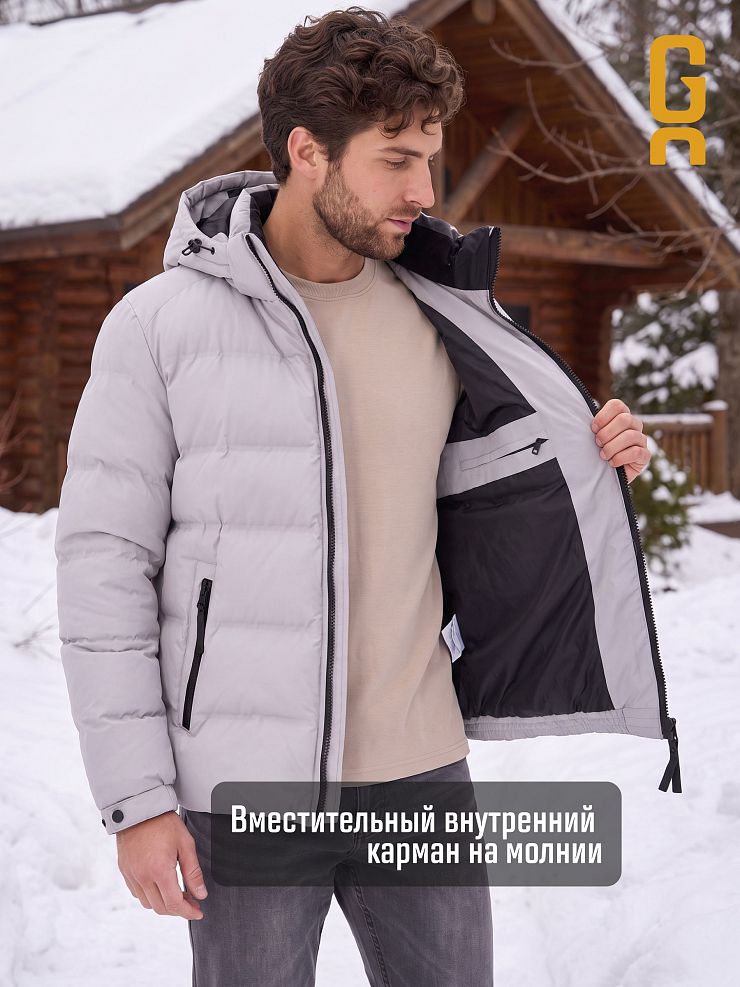 Куртка мужская зимняя GRIZMAN, светло-серая, модель 76411