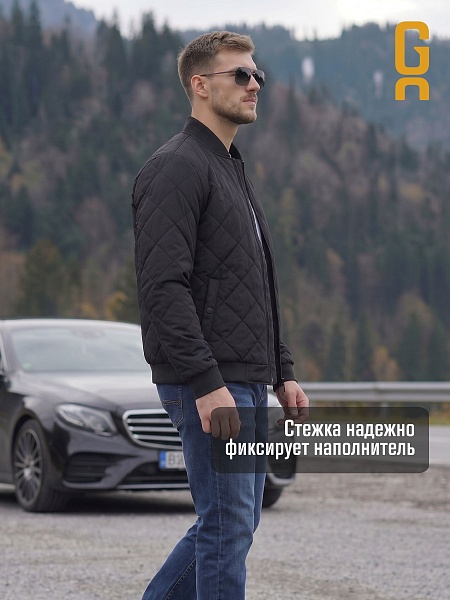 Бомбер мужской демисезонный GRIZMAN, черный, модель 72509