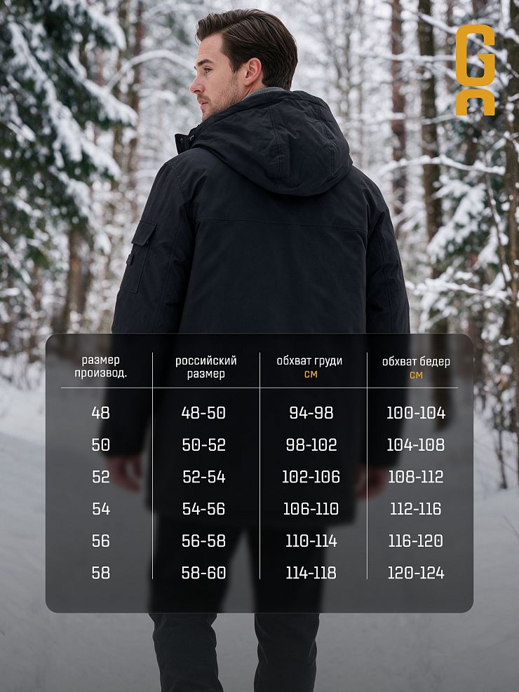 Парка мужская зимняя GRIZMAN, черная, модель 76373
