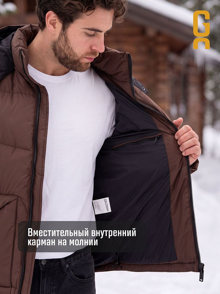 Куртка мужская зимняя GRIZMAN, коричневая, модель 76293