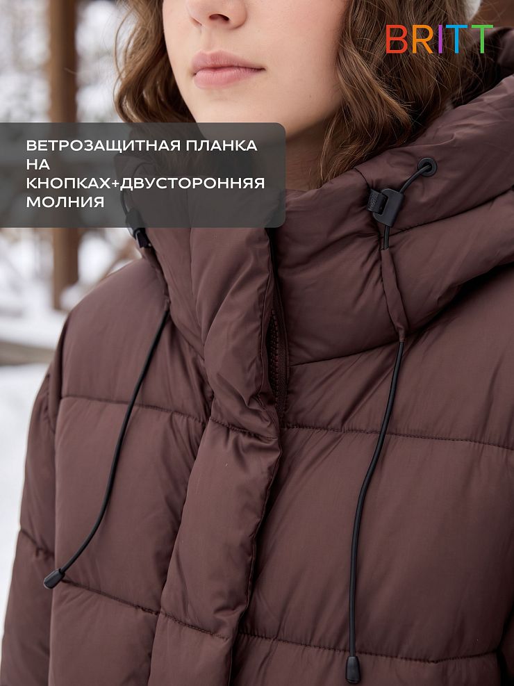 Куртка для девочки зимняя BRITT, коричневая, модель 66782