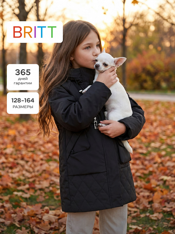 Куртка для девочки демисезонная BRITT, черная, модель 63603