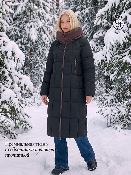 Пуховик женский зимний LAWINTER, черный, модель 86998