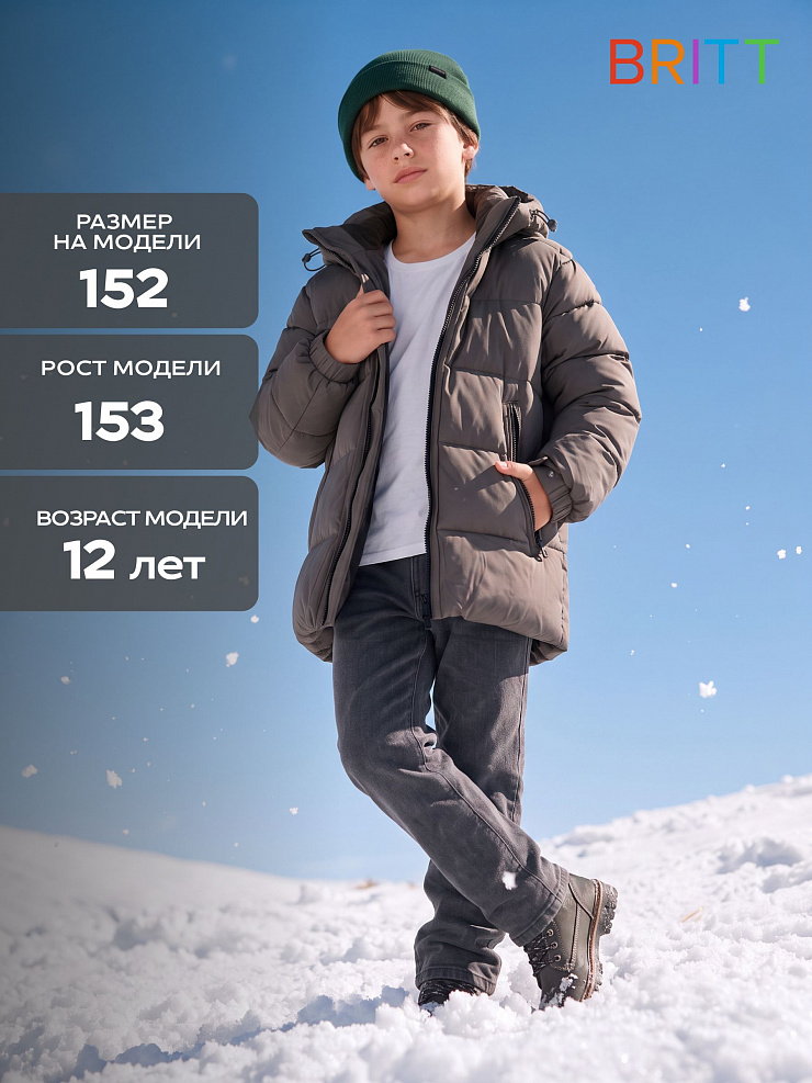 Куртка для мальчика зимняя BRITT, серая, модель 66473