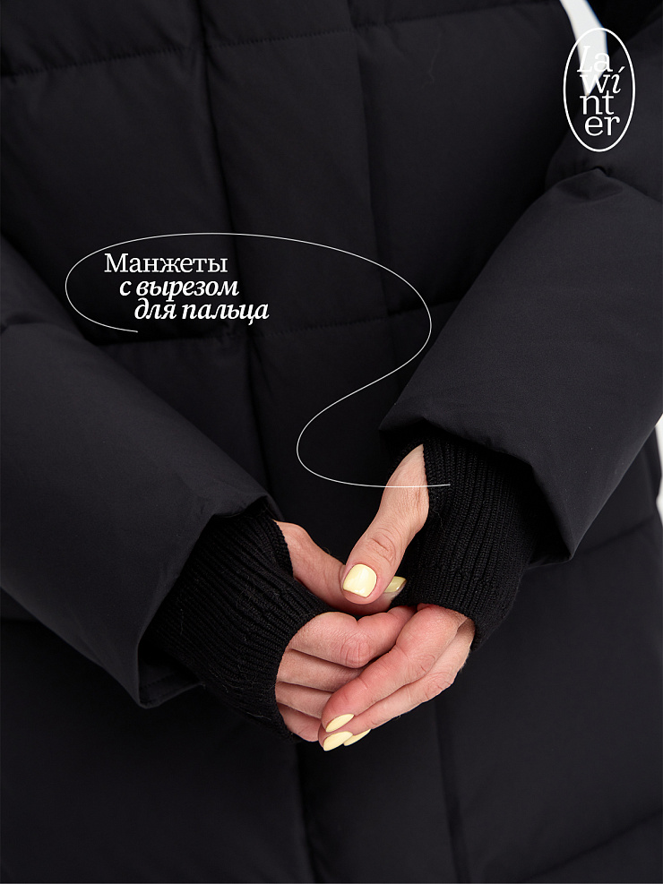 Пуховик женский зимний LAWINTER, черный, модель 83382