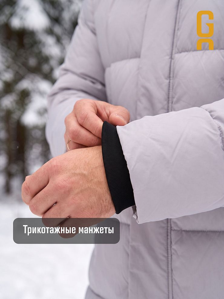 Пуховик мужской зимний GRIZMAN, светло-серый, модель 76438