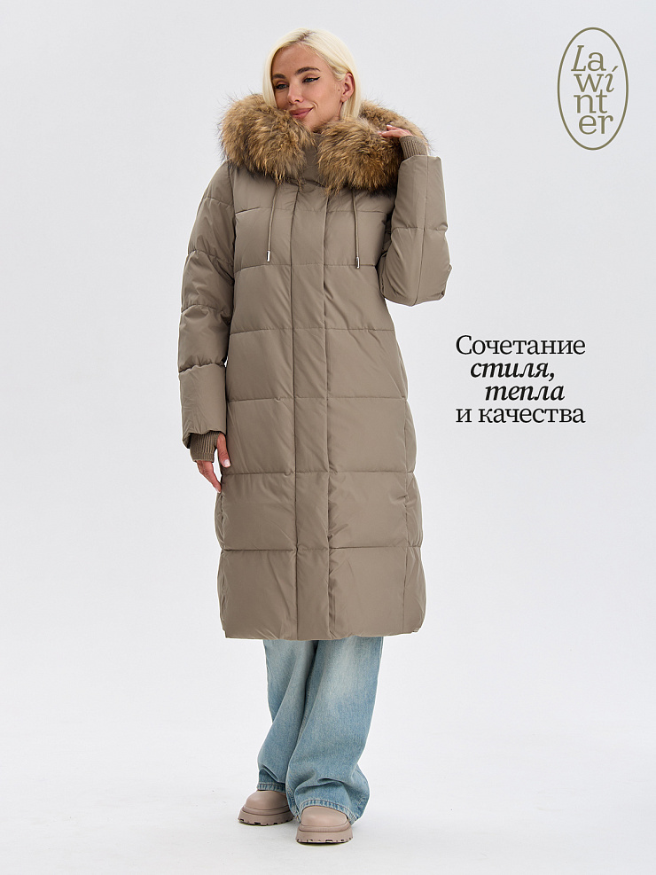 Пуховик женский зимний LAWINTER, зеленый, модель 83382
