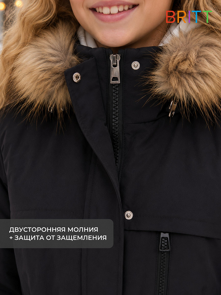 Куртка для девочки зимняя BRITT, черная, модель 65618
