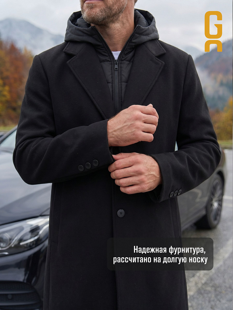 Пальто мужское осеннее GRIZMAN, черное, модель 74954