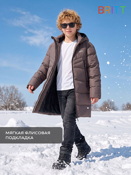 Куртка для мальчика зимняя BRITT, графит, модель 65522