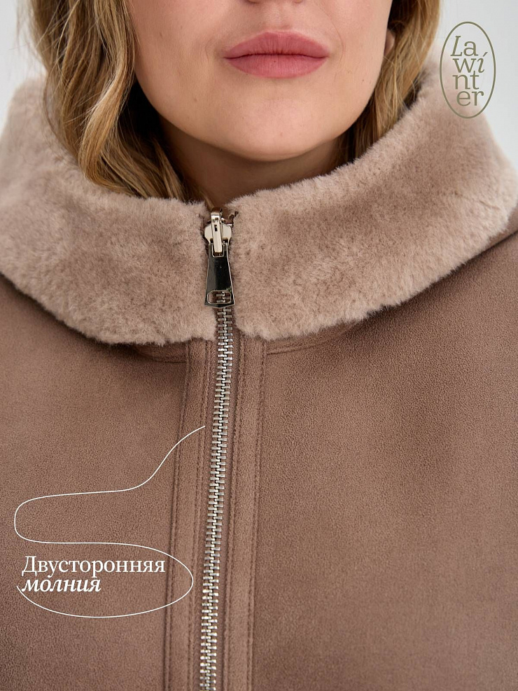 Дубленка женская зимняя LAWINTER, мокко, модель 35475