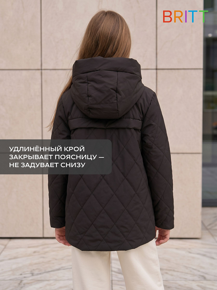 Куртка для девочки демисезонная BRITT, черная, модель 63239