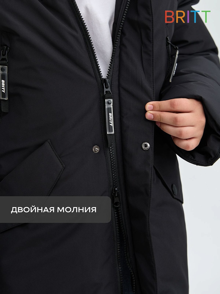 Куртка для мальчика зимняя BRITT, черная, модель 65336
