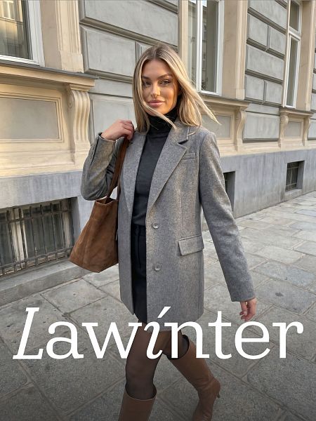 Пальто женское осеннее LAWINTER, светло-серое, модель 84822