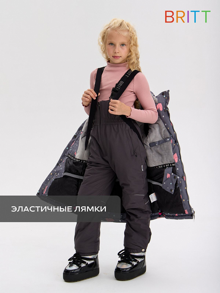Куртка для девочки зимняя BRITT, серая, модель 65555