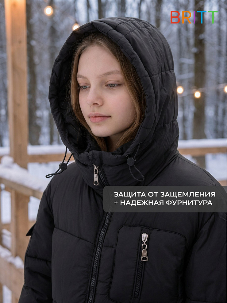 Куртка для девочки зимняя BRITT, черная, модель 66391
