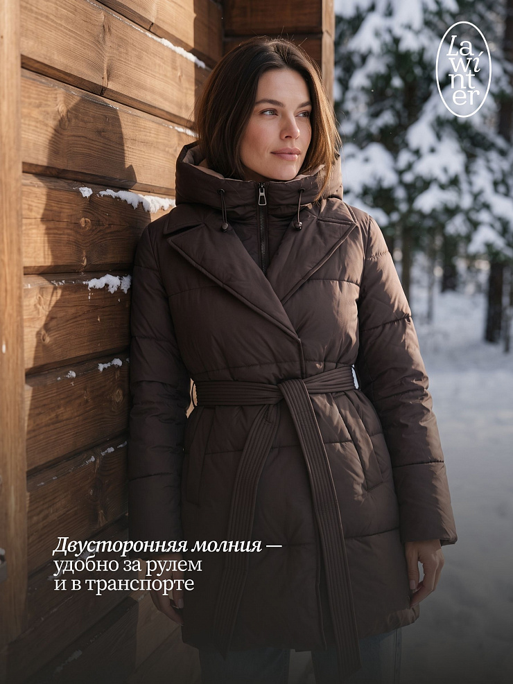 Куртка женская зимняя LAWINTER, коричневая, модель 86838