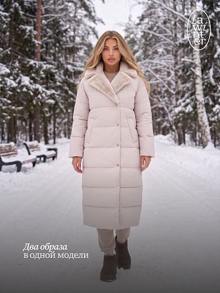 Пуховик женский зимний LAWINTER, светло-серый, модель 86603