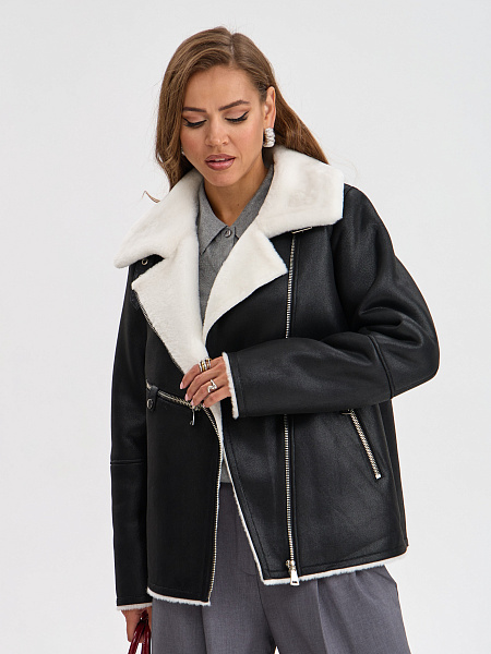 Дубленка LAWINTER  модель 3588, цвет Черно-белый