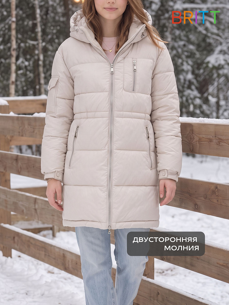 Куртка для девочки зимняя BRITT, молочная, модель 66391