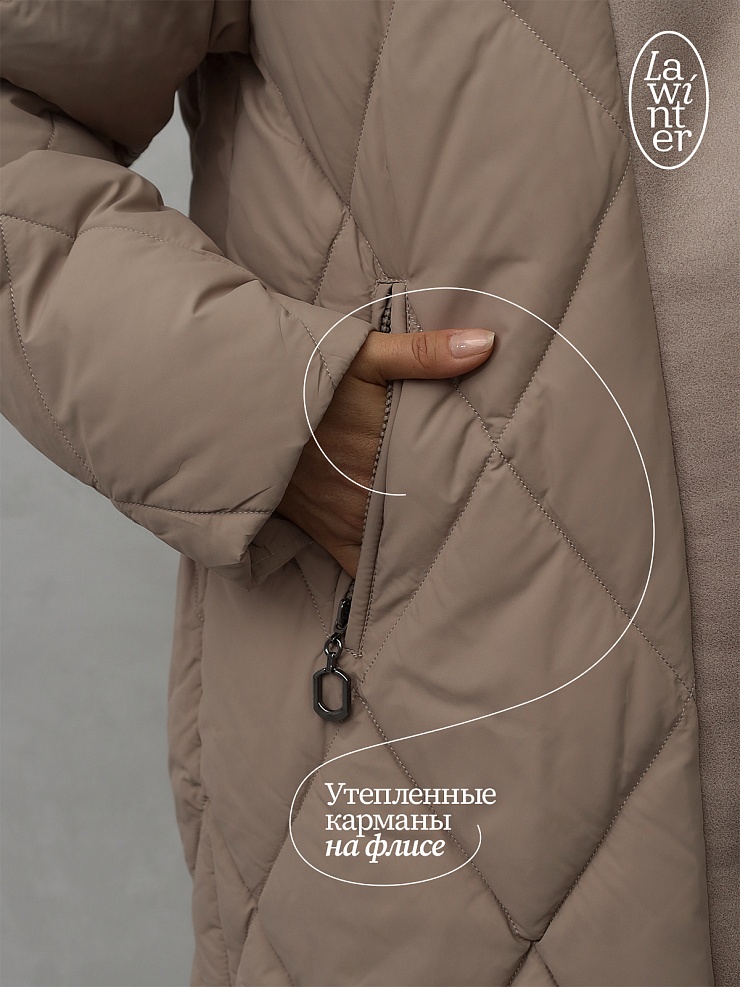 Куртка женская зимняя LAWINTER, бежевая, модель 84131
