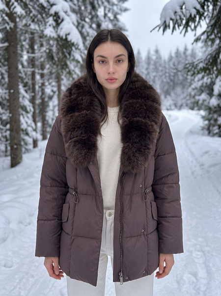 Куртка женская зимняя LAWINTER, коричневая, модель 86385