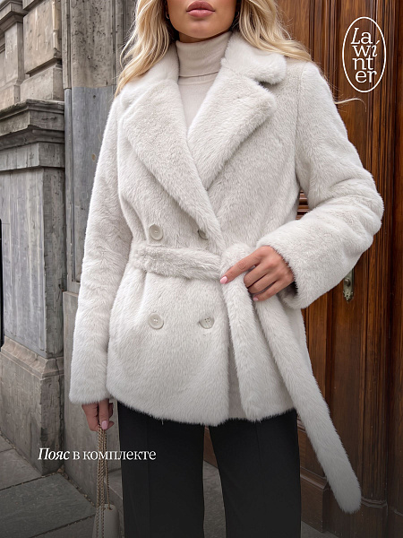 Шуба женская зимняя LAWINTER, молочная, модель 56880