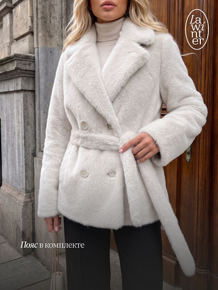 Шуба женская зимняя LAWINTER, молочная, модель 56880