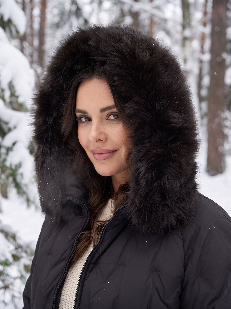Пуховик женский зимний LAWINTER, черный, модель 86326