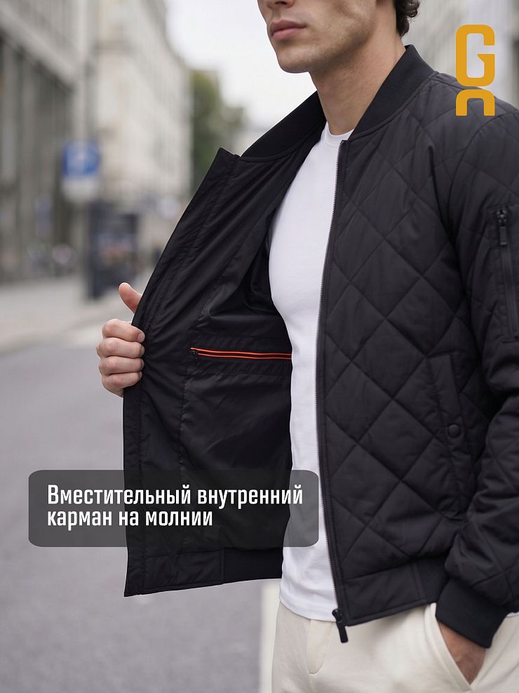 Бомбер мужской демисезонный GRIZMAN, черный, модель 72509