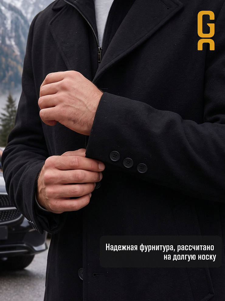Пальто мужское осеннее GRIZMAN, черное, модель 73467