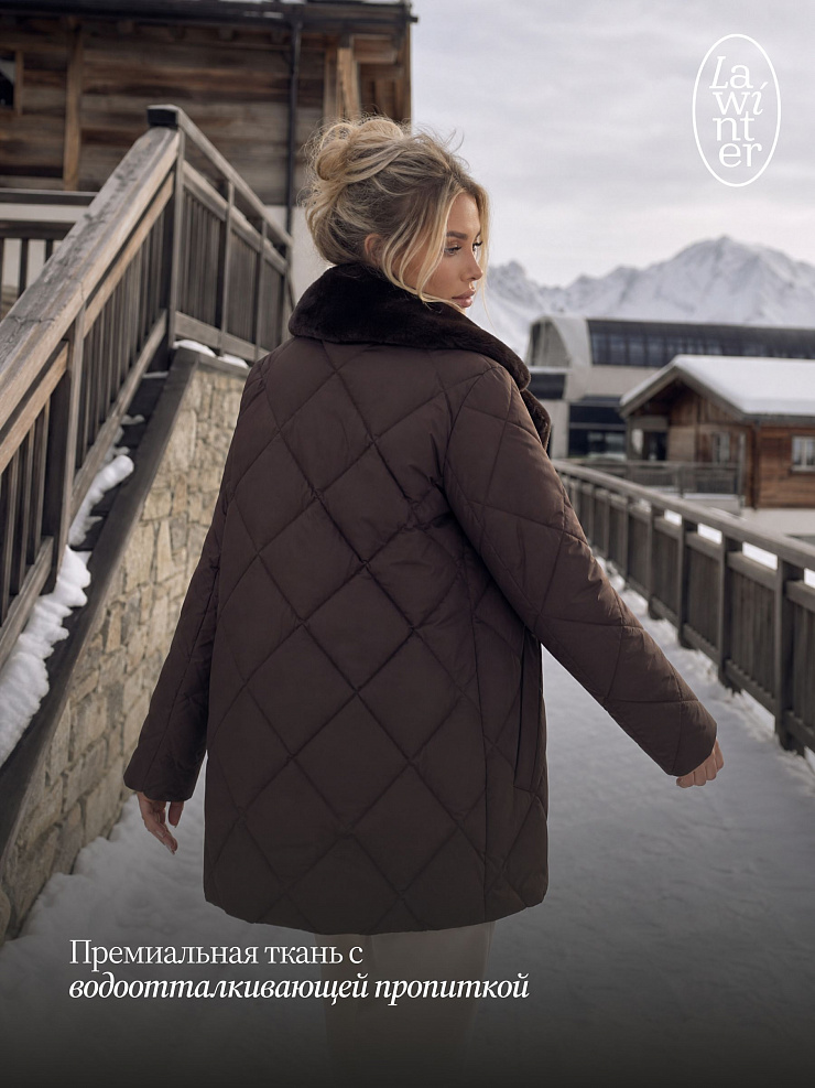 Куртка женская зимняя LAWINTER, коричневая, модель 85361