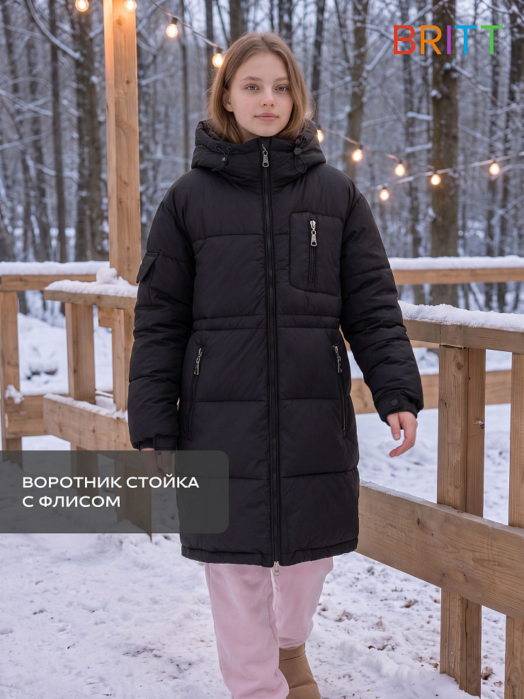 Куртка для девочки зимняя BRITT, черная, модель 66391