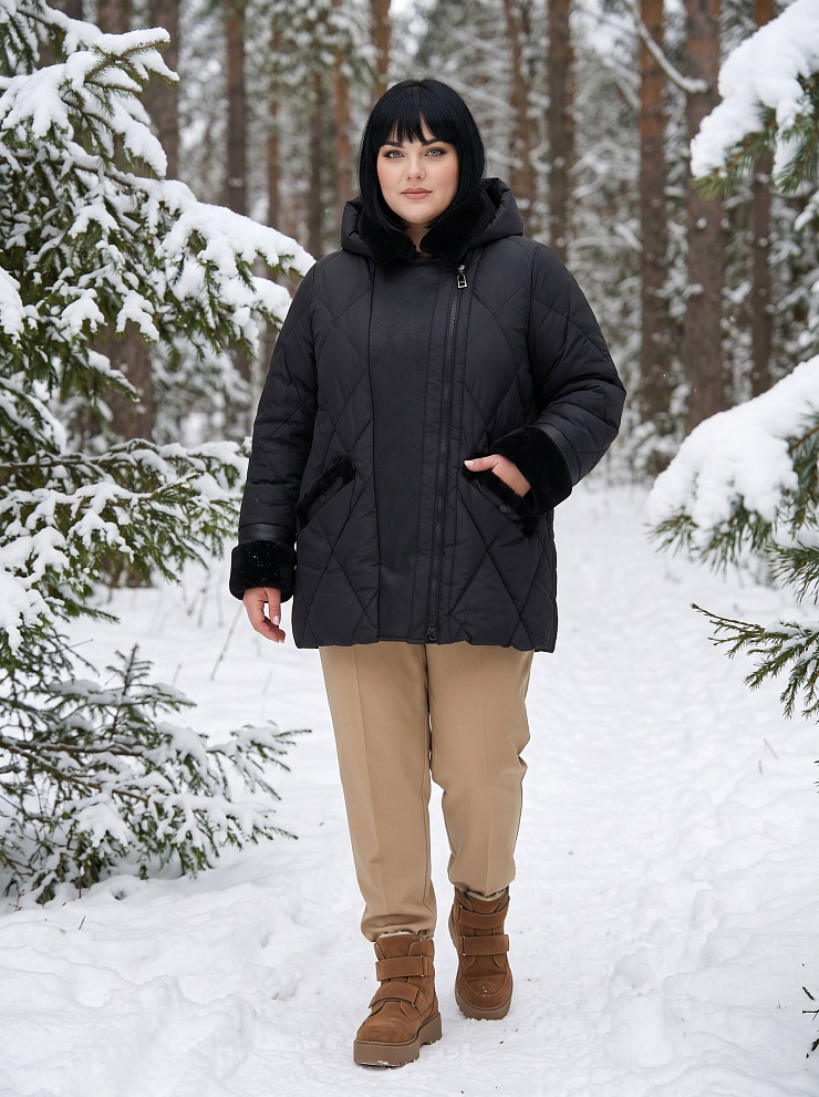 Куртка женская зимняя LAWINTER, черная, модель 8535
