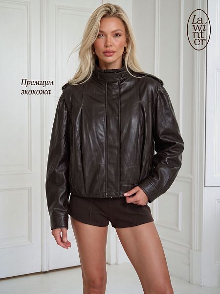 Куртка женская осенняя LAWINTER, коричневая, модель 26298