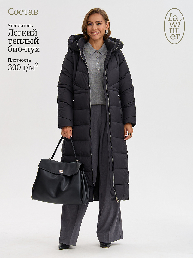 Пуховик женский зимний LAWINTER, черный, модель 85834