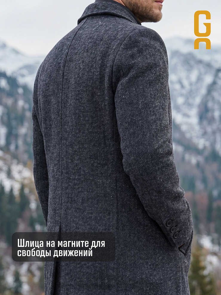 Пальто мужское осеннее GRIZMAN, темно-серое, модель 73931