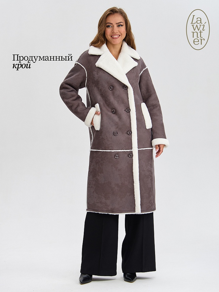 Дубленка женская зимняя LAWINTER, графит, модель 34717