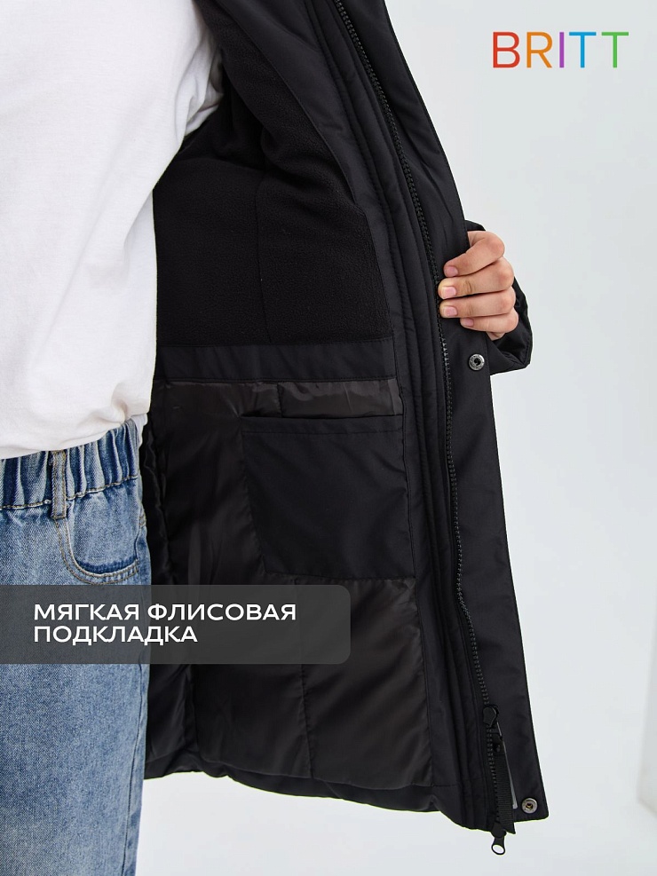 Куртка для мальчика зимняя BRITT, черная, модель 65336