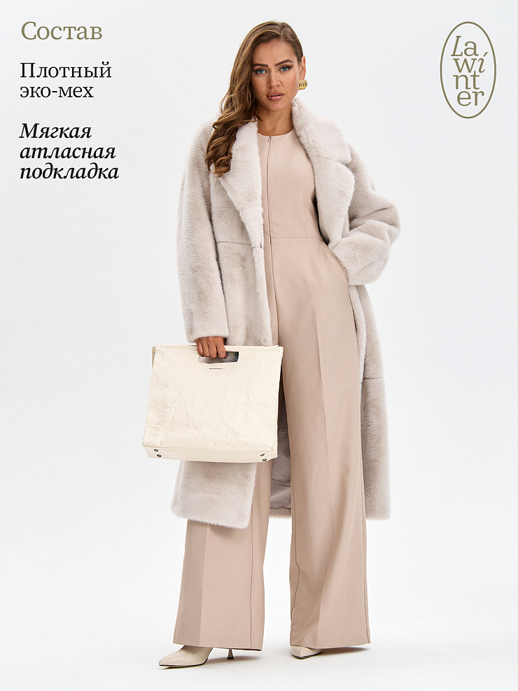 Шуба женская зимняя LAWINTER, молочная, модель 53933