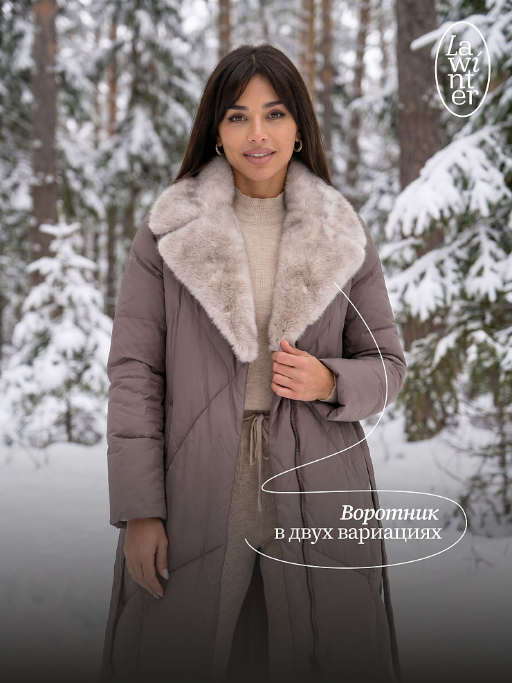 Пуховик женский зимний LAWINTER, капучино, модель 85956