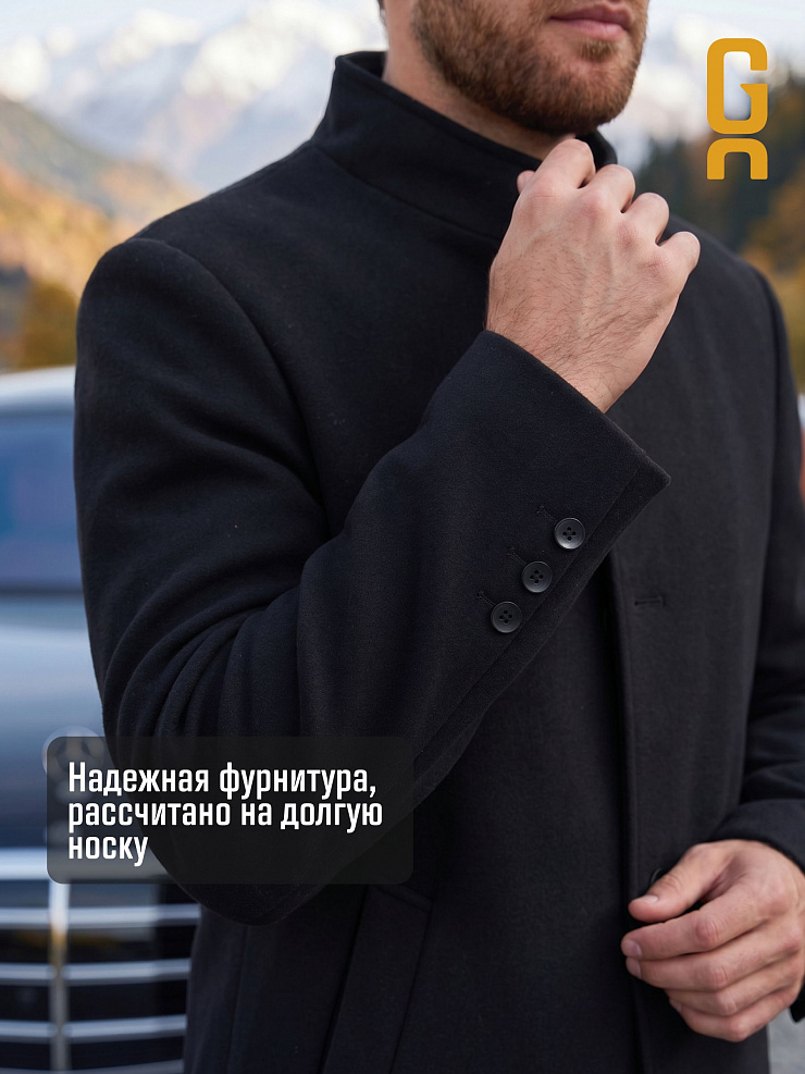 Пальто мужское демисезонное GRIZMAN, черное, модель 75417