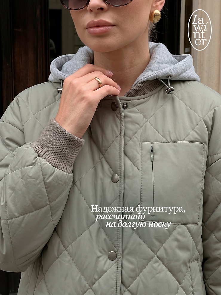 Бомбер женский демисезонный LAWINTER, олива, модель 83635