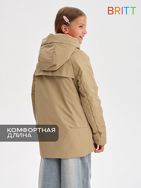 Куртка для девочки демисезонная BRITT, бежевая, модель 63603