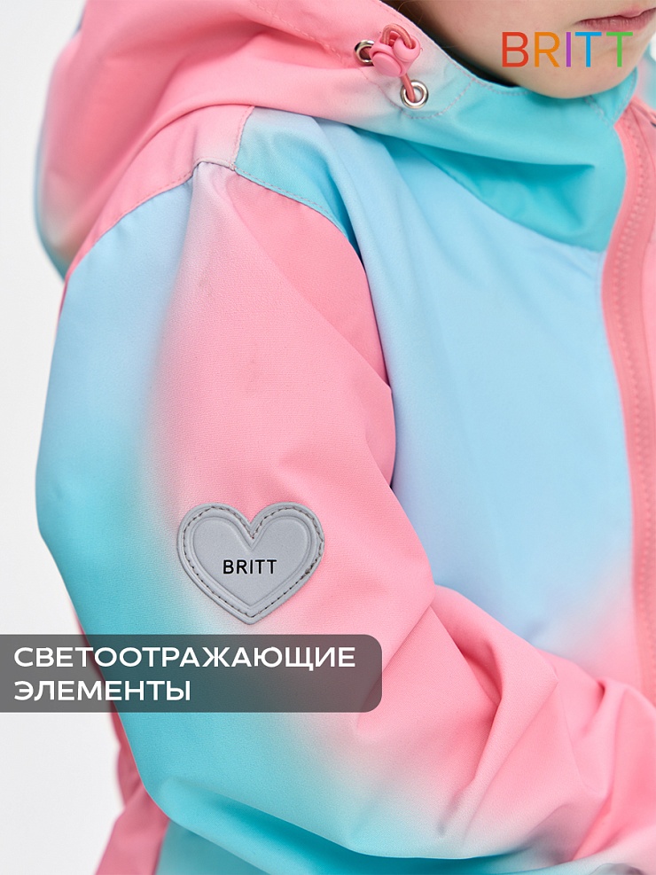 Куртка для девочки осенняя BRITT, розово-голубая, модель 64311