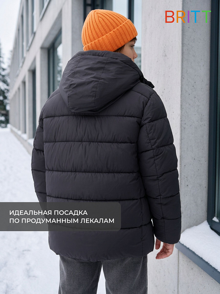 Куртка для мальчика зимняя BRITT, графит, модель 66121