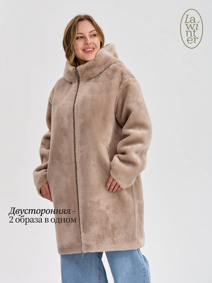 Дубленка женская зимняя LAWINTER, мокко, модель 35475