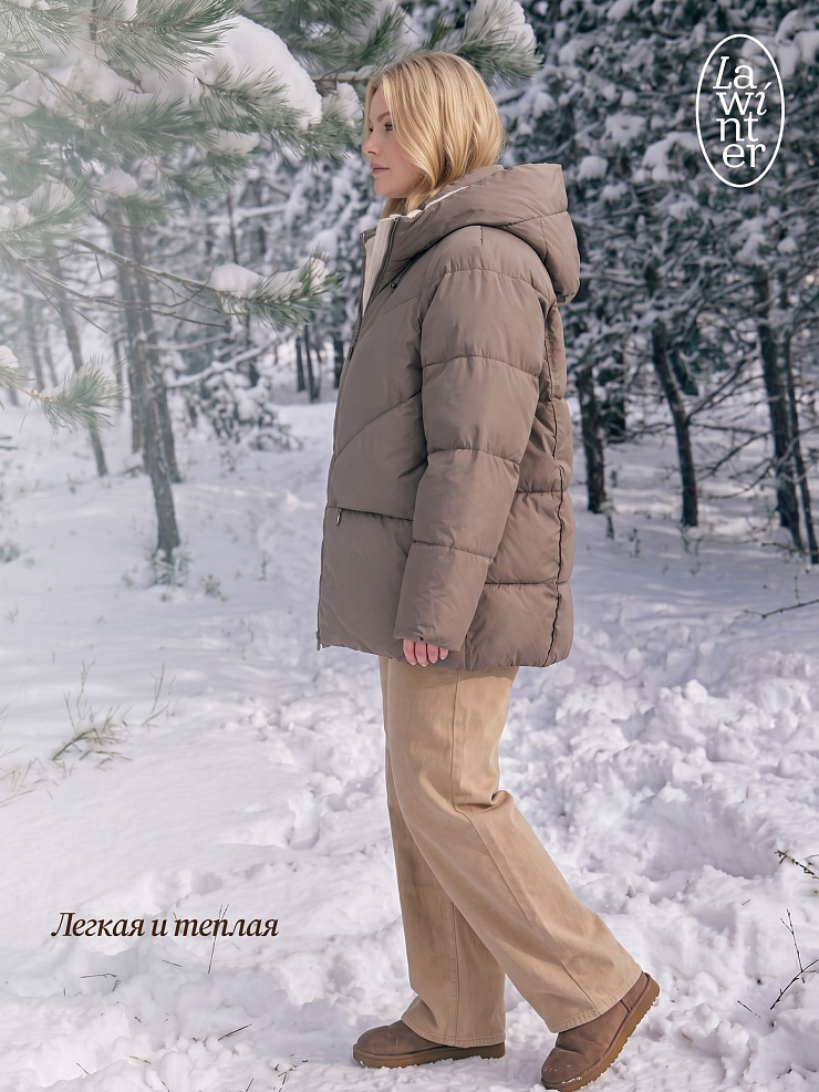Куртка женская зимняя LAWINTER, кофе, модель 86233