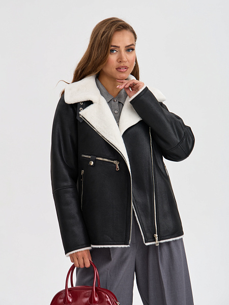 Дубленка LAWINTER  модель 3588, цвет Черно-белый